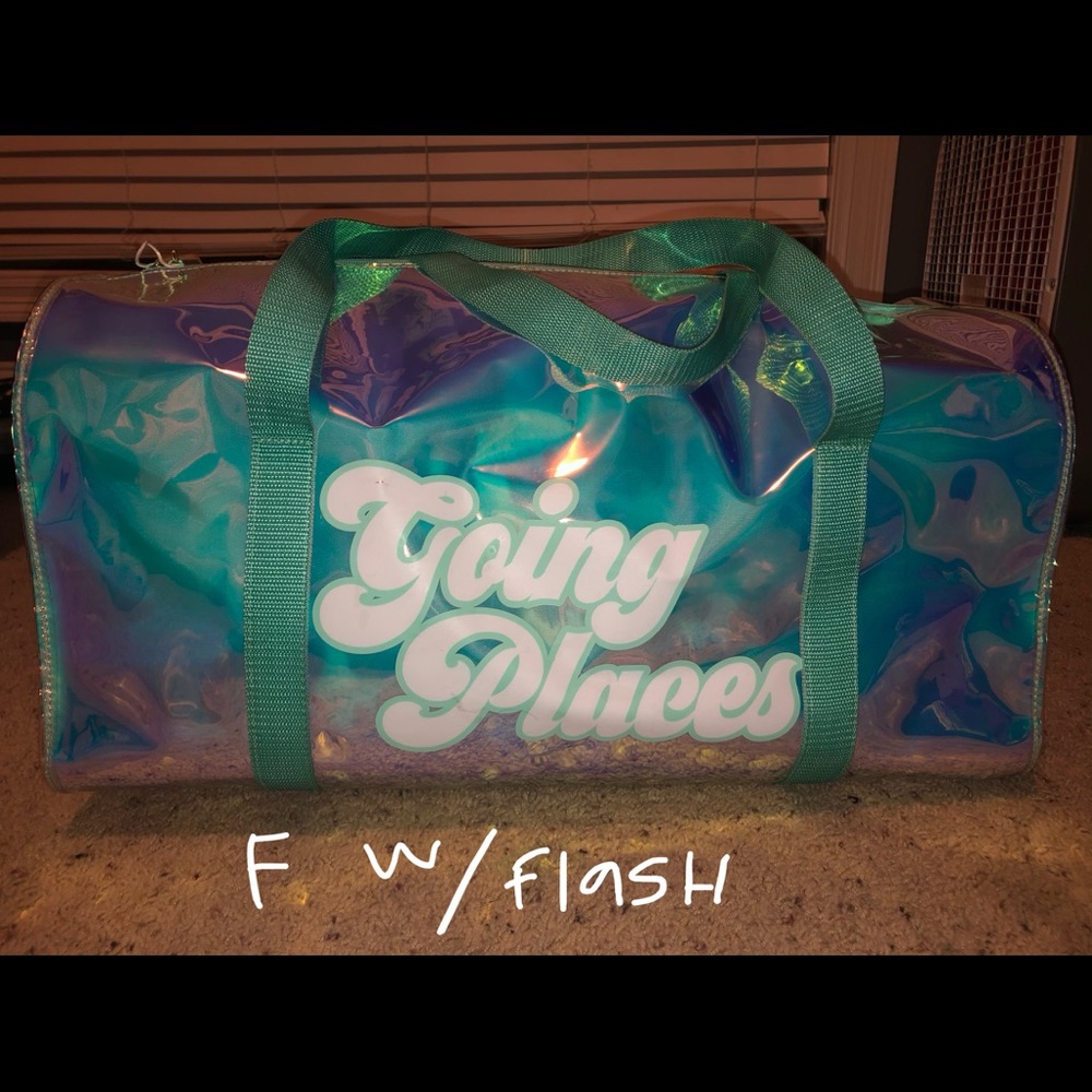 iridescent luggage bag